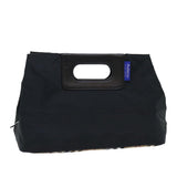 Luxury BurberrySs Nova Check Blue Label Hand Bag Nylon Black Beige Auth hk826