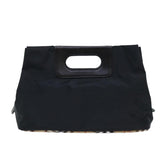 Luxury BurberrySs Nova Check Blue Label Hand Bag Nylon Black Beige Auth hk826