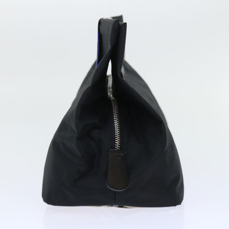 Luxury BurberrySs Nova Check Blue Label Hand Bag Nylon Black Beige Auth hk826