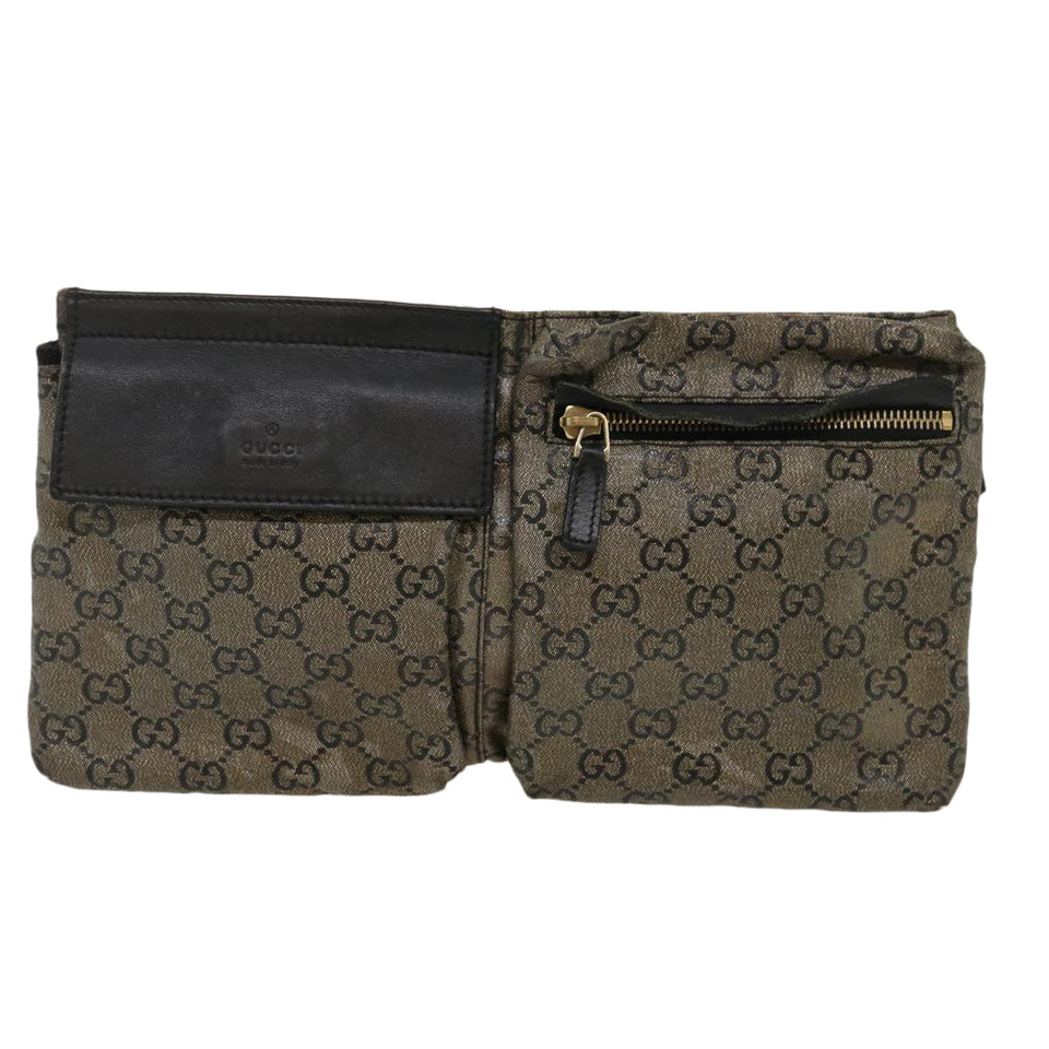 Gucci GG Canvas Waist Bag Black Gold hs1094