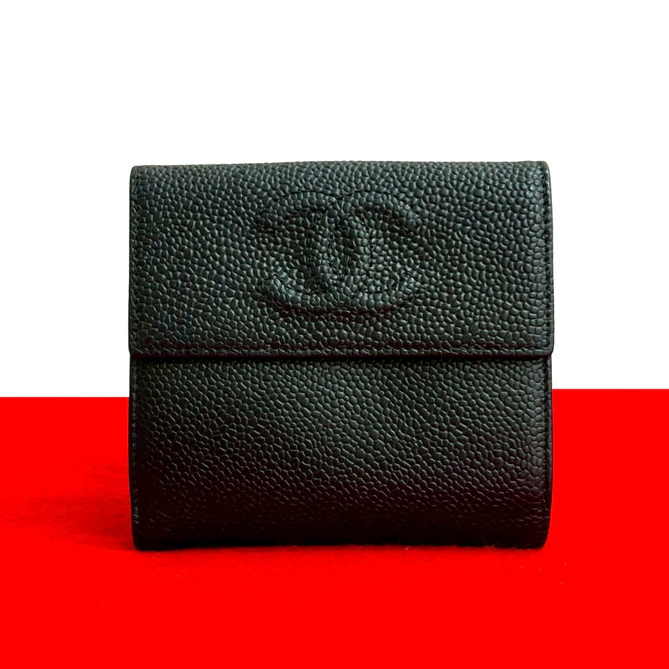 Chanel Coco Mark Matte Caviar Skin Wallet