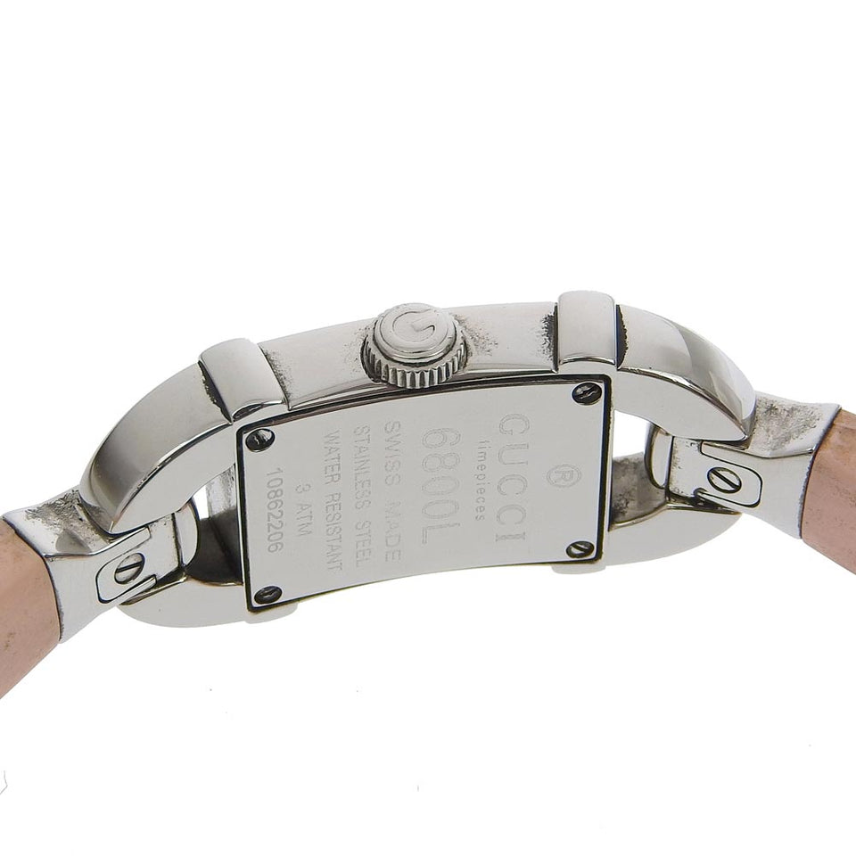 Gucci Watches Quartz 6800L Stainless Steel, Rubber pink Bamboo White dial Women