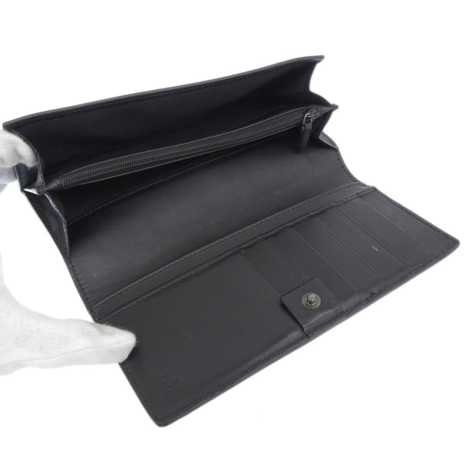 Gucci Long Wallet Purse 233112 leather black GG Shima Women(Unisex)