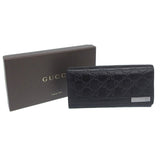 Gucci Long Wallet Purse 233112 leather black GG Shima Women(Unisex)
