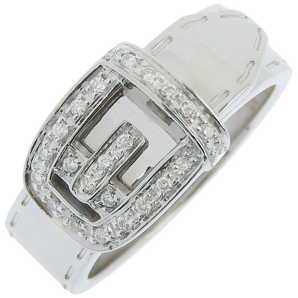 Gucci Ring K18 White Gold, Diamond White gold belt ring Women 11