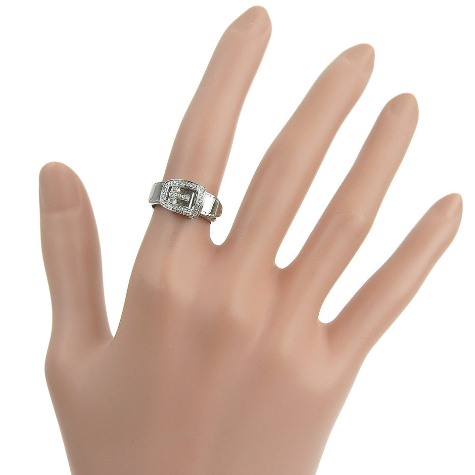 Gucci Ring K18 White Gold, Diamond White gold belt ring Women 11