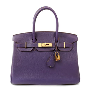 Hermes 30cm Iris Clemence Birkin w/ Gold Hardware