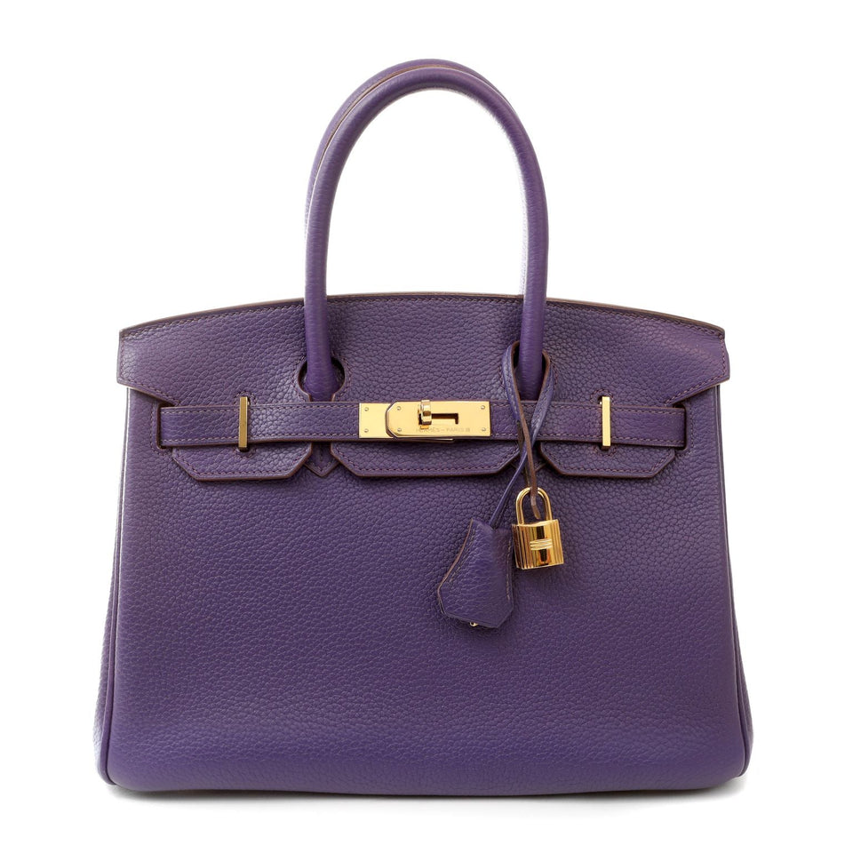 Hermes 30cm Iris Clemence Birkin w/ Gold Hardware
