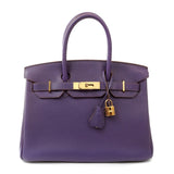 Hermes 30cm Iris Clemence Birkin w/ Gold Hardware