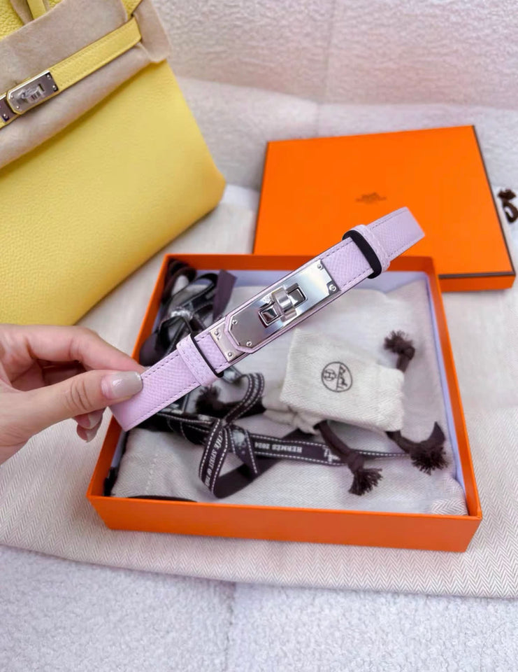 Hermes Kelly 18 Belt Mauve Pale Epsom Palladium Hardware
