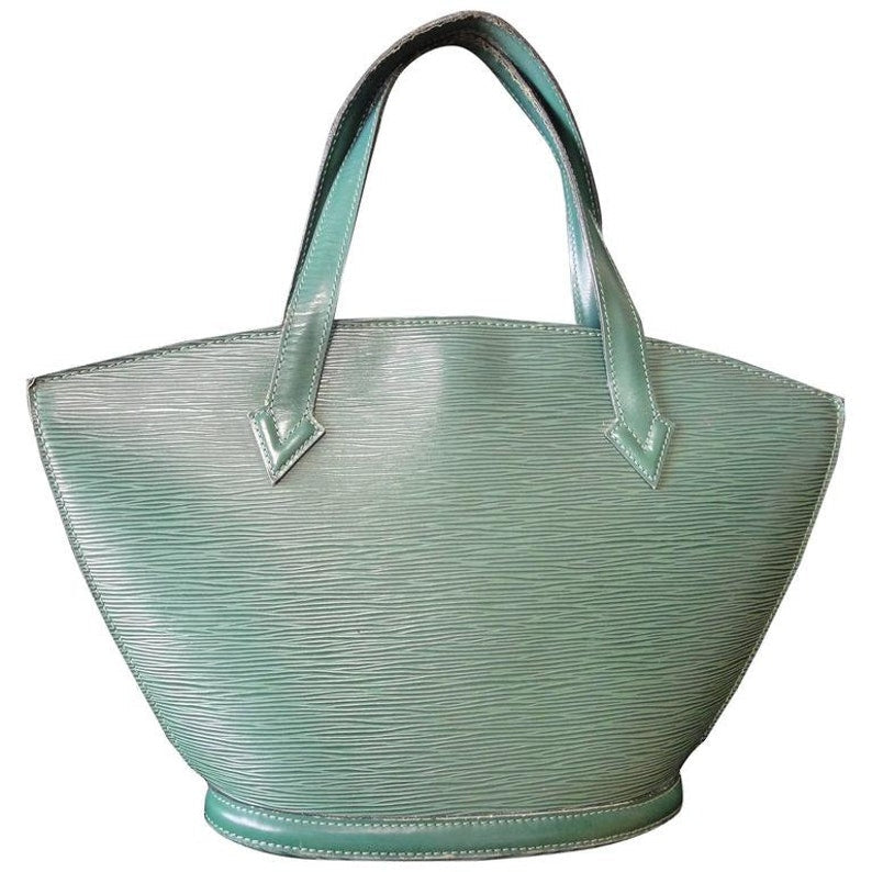 Louis Vuitton green epi tote bag in V shaped triangle
