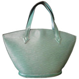 Louis Vuitton green epi tote bag in V shaped triangle