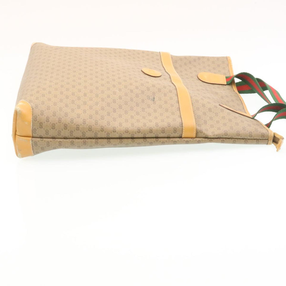 Gucci Web Sherry Line Micro GG Canvas Tote Bag Beige Red Green im299