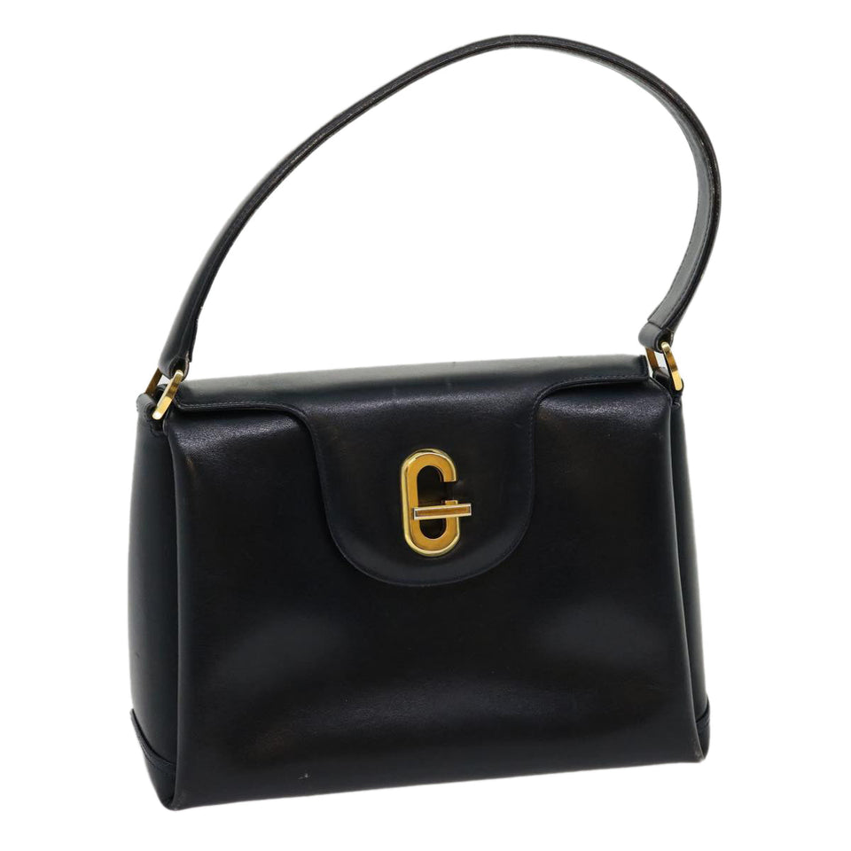 Gucci Turn Lock Hand Bag Leather Black Red im361