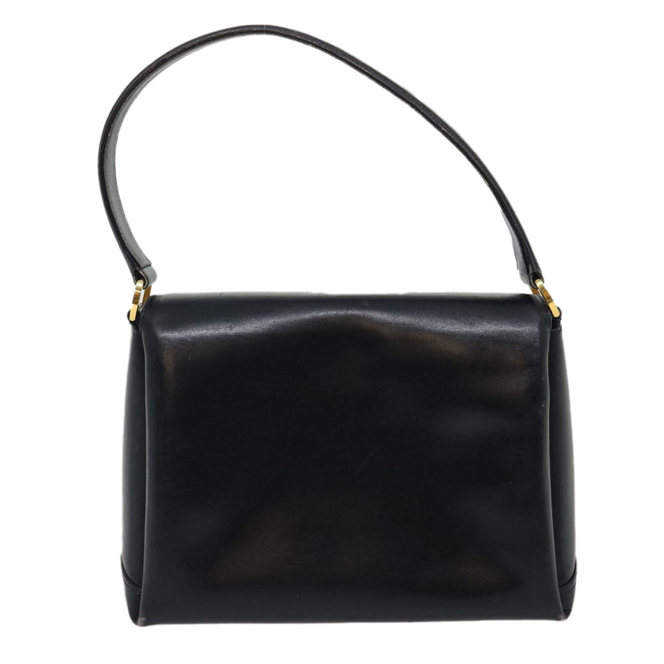 Gucci Turn Lock Hand Bag Leather Black Red im361