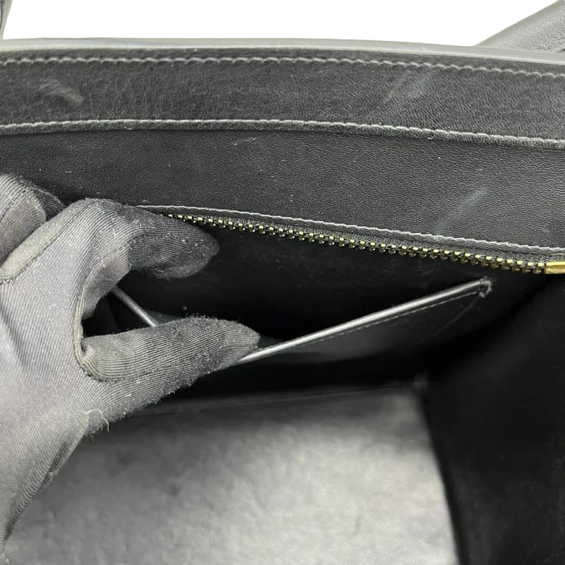 Micro Luggage Tote Smooth Leather Black SHW