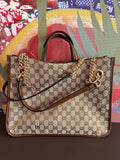 Gucci 1956 horsebit chain tote in monogram canvas and brown leather