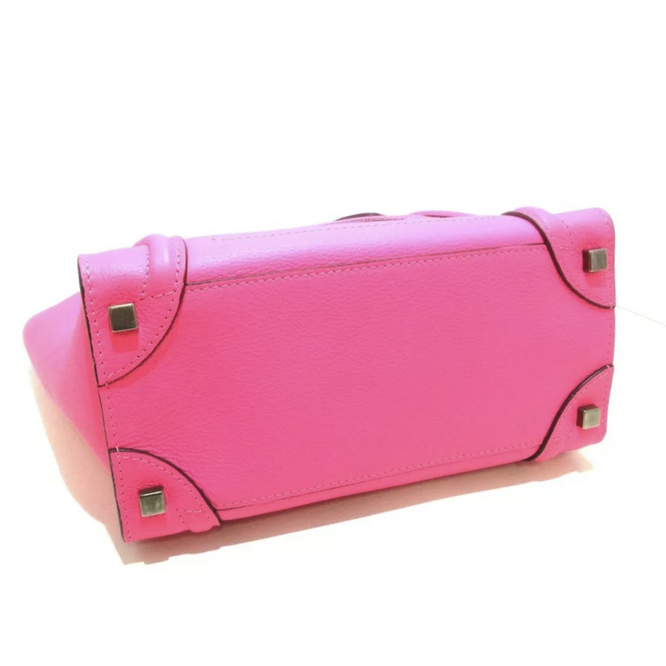 Drummed Leather Micro Luggage Pink