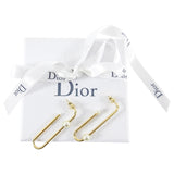 Dior Gold Wire & Pearl Long Hoop Earrings