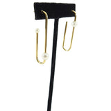 Dior Gold Wire & Pearl Long Hoop Earrings