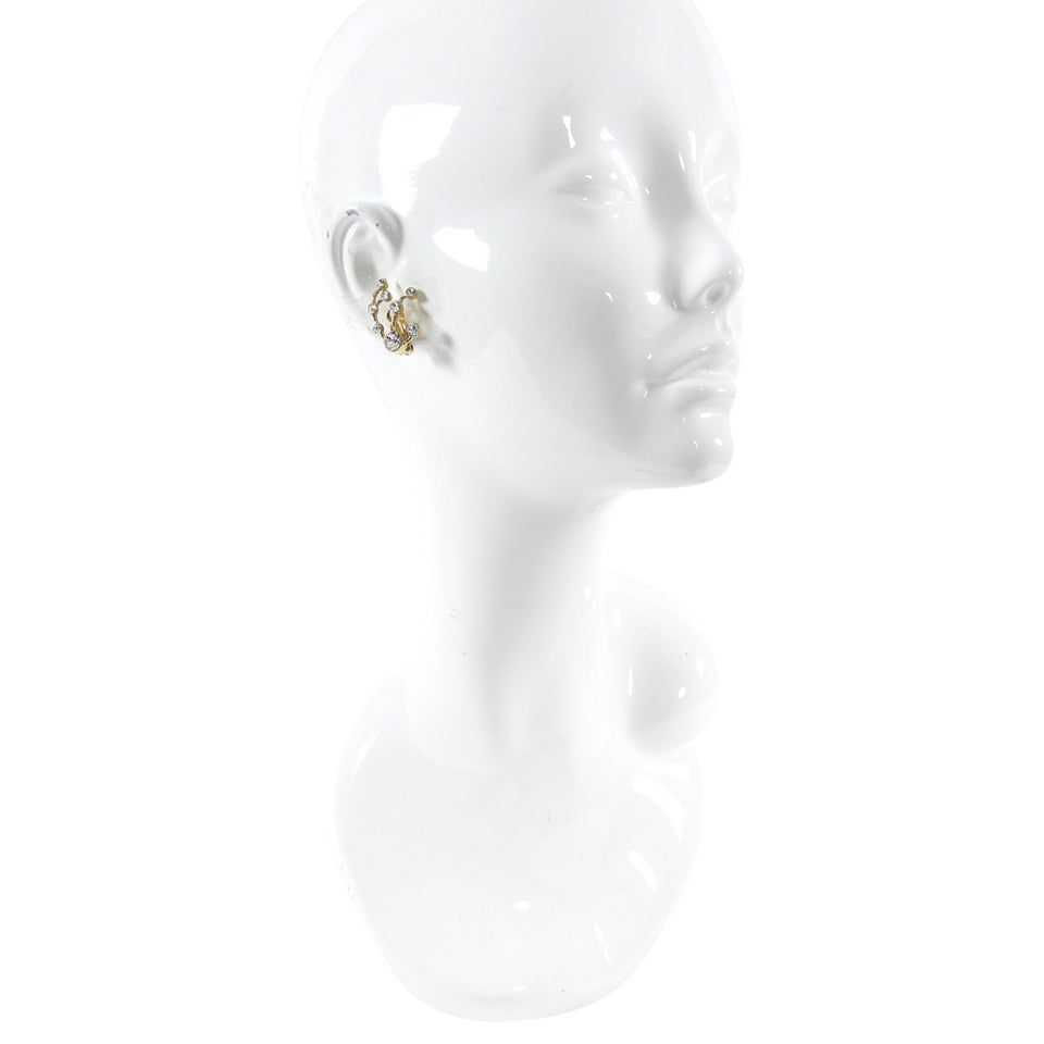Dior Rhinestone and Goldtone Spray Clip on Earrings
