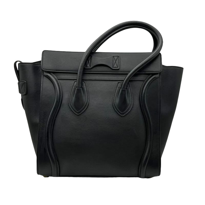 Micro Luggage Tote Smooth Leather Black SHW