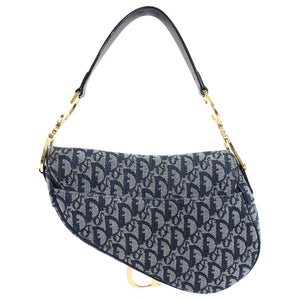 Christian Dior Vintage Oblique Blue GHW Saddle Bag