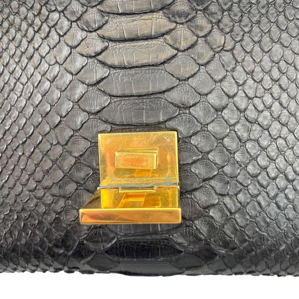 Trapeze Satchel Python Black GHW