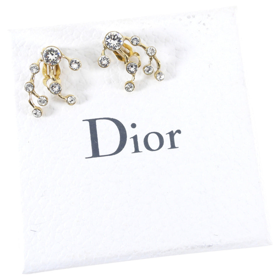 Dior Rhinestone and Goldtone Spray Clip on Earrings