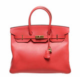 HermesBirkin 35 Rouge Pivoine Bag GHW