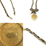 Chanel Medallion Necklace Gold Rhinestone