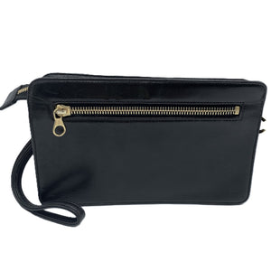 Chanel Leather Clutch Bag Black Vintage