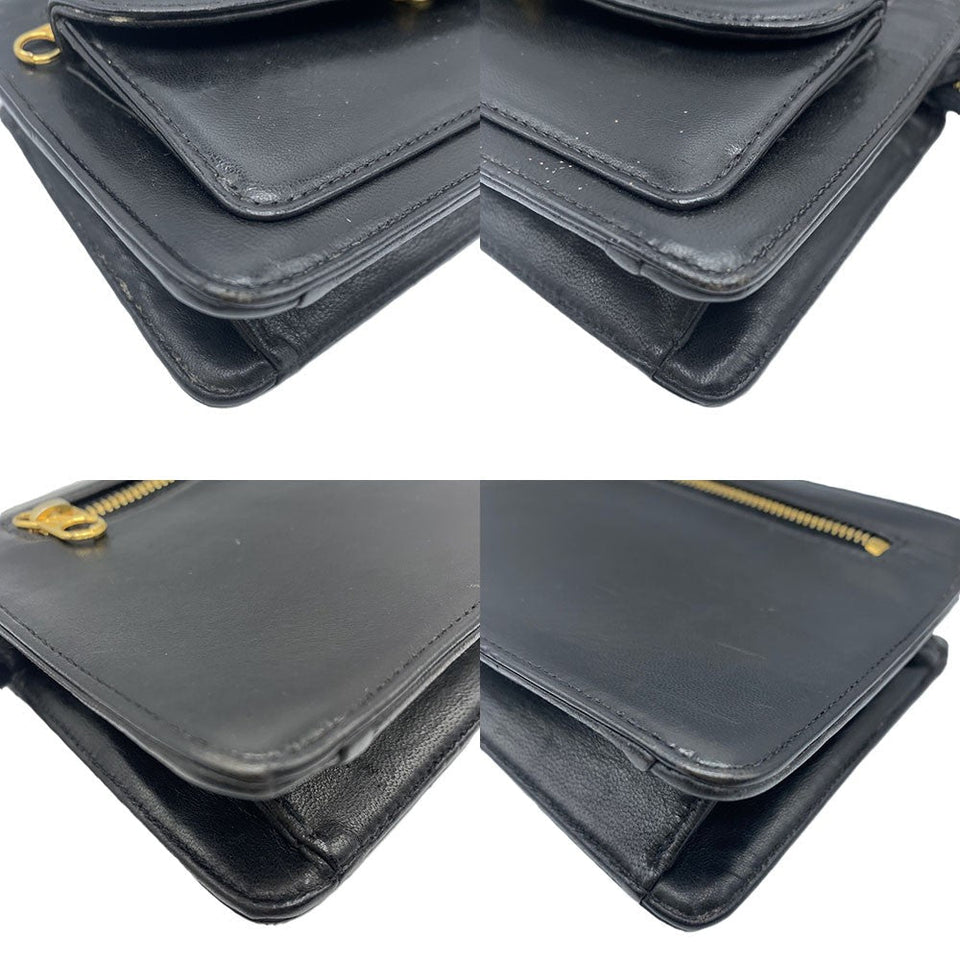 Chanel Leather Clutch Bag Black Vintage