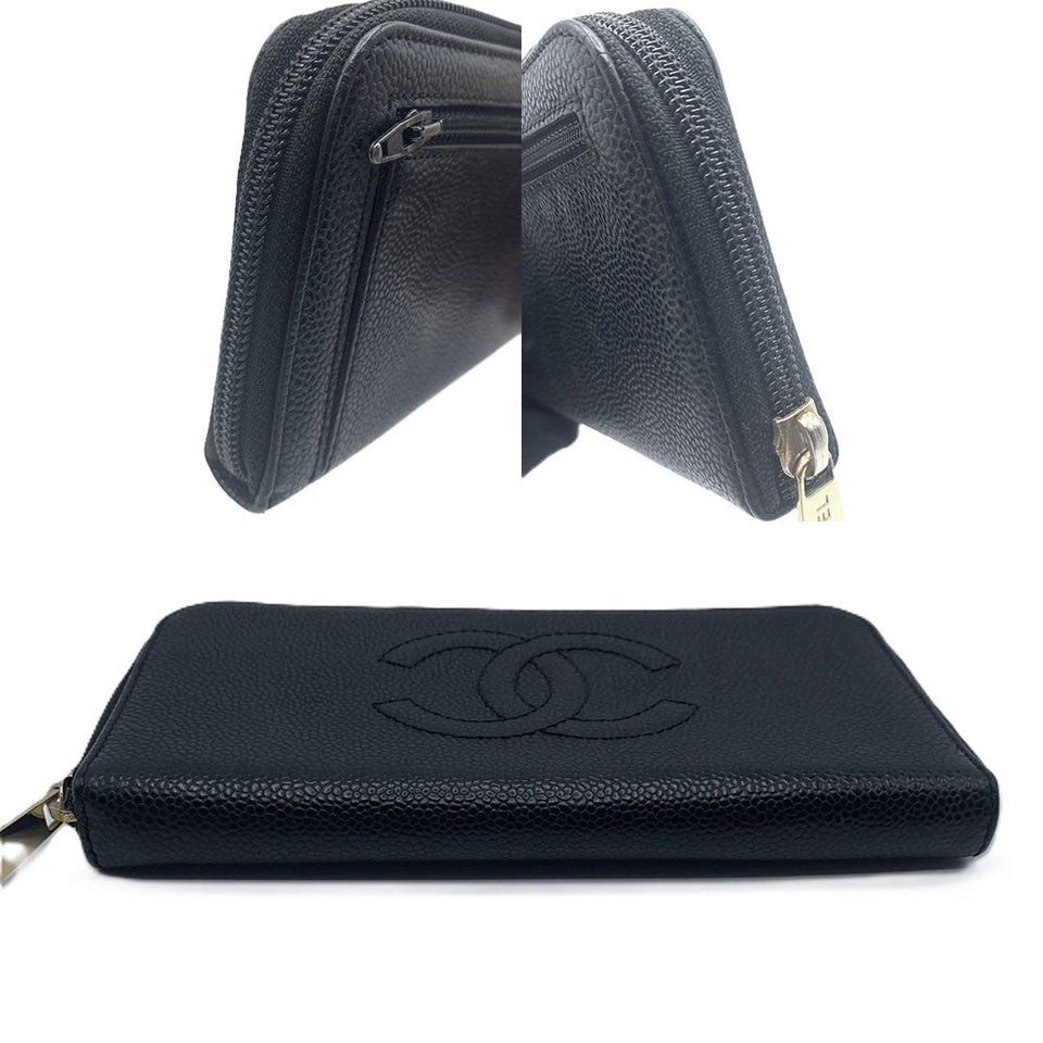 Chanel Caviar Skin Zip Wallet Black