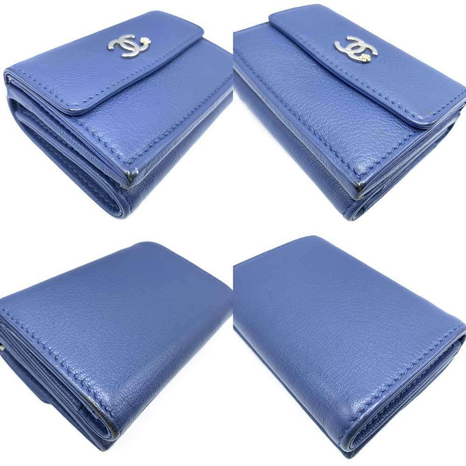 Chanel Leather Lucky Flower Tri-Fold Wallet