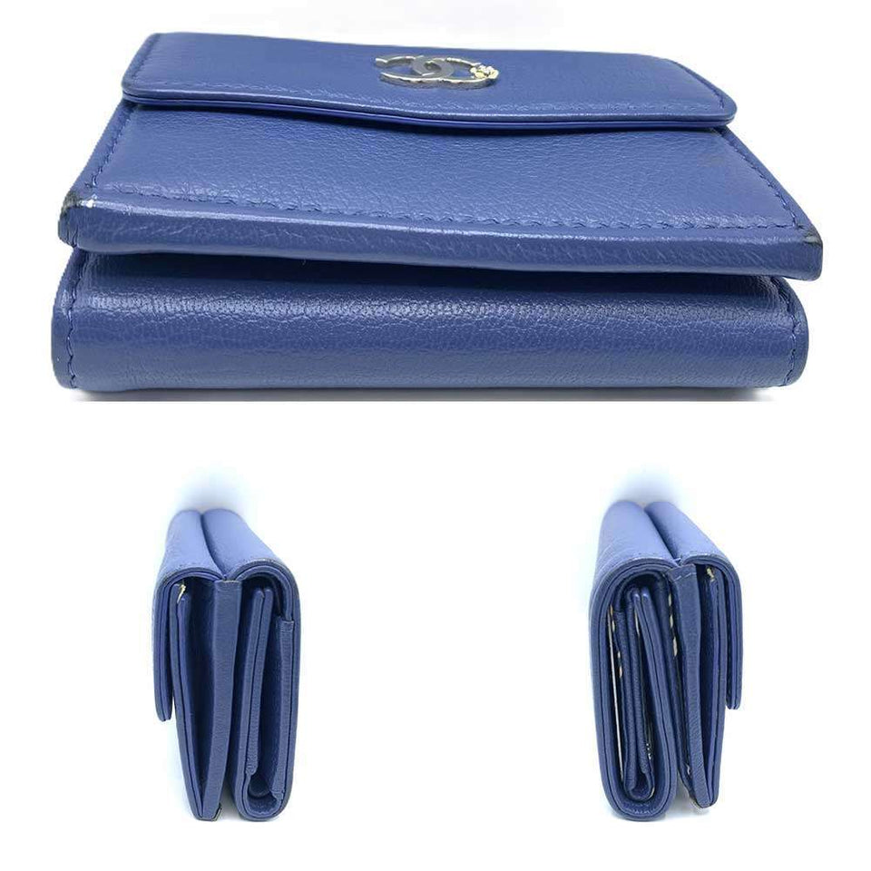 Chanel Leather Lucky Flower Tri-Fold Wallet