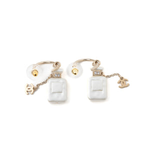 Chanel No.5 Perfume Earring Light Gold Tone
