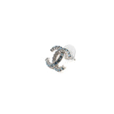 Chanel CC Logo Crystal Earring Sliver Tone