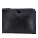 Prada Triangle Logo Plate Leather Clutch Bag