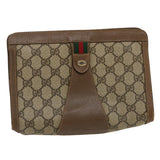 Gucci GG Canvas Web Sherry Line Clutch Bag Beige Red Green jk1329