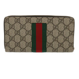 Gucci Web Sherry Line GG Canvas Supreme Long Wallet Beige Red Green jk1450A
