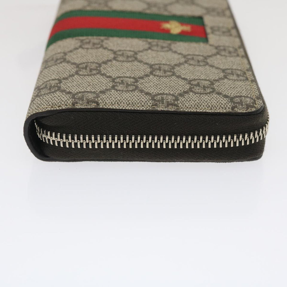 Gucci Web Sherry Line GG Canvas Supreme Long Wallet Beige Red Green jk1450A