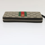 Gucci Web Sherry Line GG Canvas Supreme Long Wallet Beige Red Green jk1450A