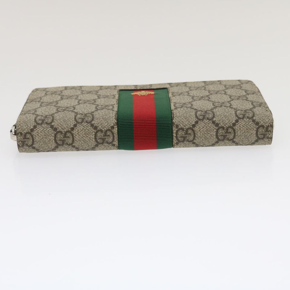 Gucci Web Sherry Line GG Canvas Supreme Long Wallet Beige Red Green jk1450A