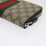 Gucci Web Sherry Line GG Canvas Supreme Long Wallet Beige Red Green jk1450A