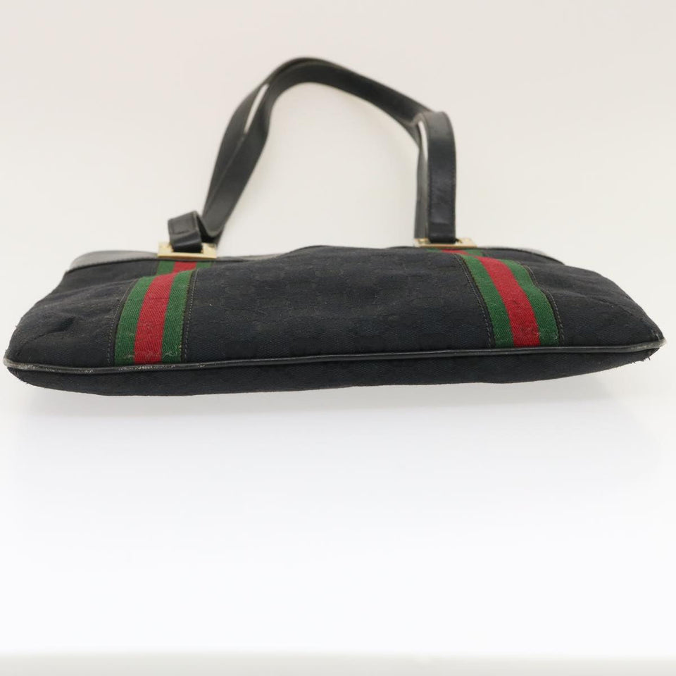 Gucci GG Canvas Web Sherry Line Shoulder Bag Black Red Green jk1453