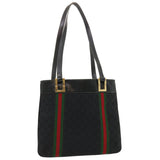 Gucci GG Canvas Web Sherry Line Shoulder Bag Black Red Green jk1453
