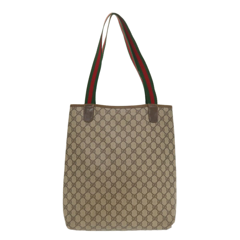 Gucci Web Sherry Line GG Canvas Tote Bag PVC Leather Beige Green Red jk3040