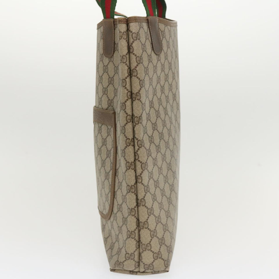 Gucci Web Sherry Line GG Canvas Tote Bag PVC Leather Beige Green Red jk3040