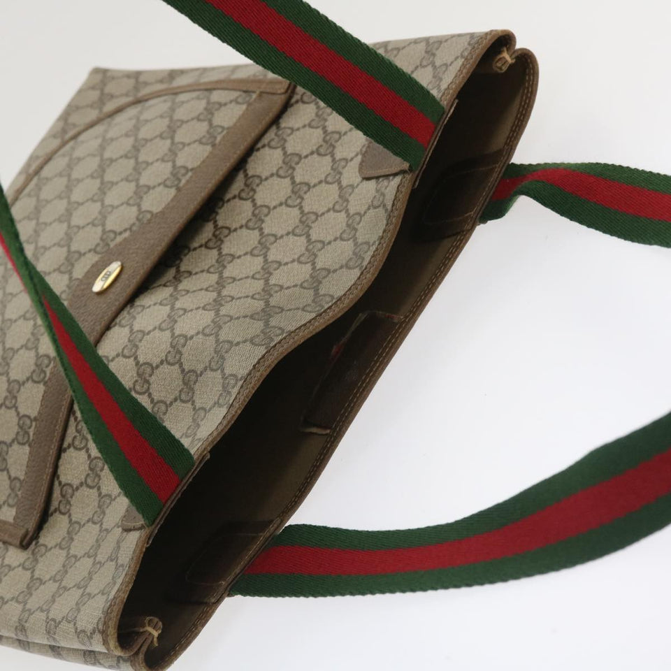 Gucci Web Sherry Line GG Canvas Tote Bag PVC Leather Beige Green Red jk3040
